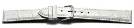 Schnellwechsel Uhrenarmband - echt Leder - Kroko Prägung - weiß - 20mm Stahl