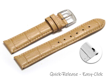 Schnellwechsel Uhrenarmband - echt Leder - Kroko Prägung - sand - 14mm Stahl