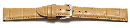 Schnellwechsel Uhrenarmband - echt Leder - Kroko Prägung - sand - 20mm Stahl