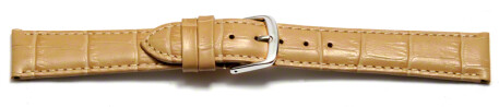 Schnellwechsel Uhrenarmband - echt Leder - Kroko Prägung - sand - 22mm Stahl