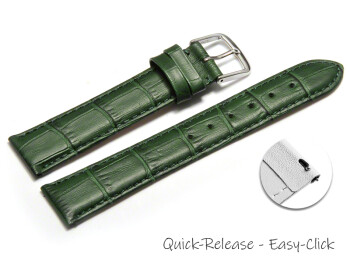 Schnellwechsel Uhrenarmband - echt Leder - Kroko Prägung - grün - 12mm Stahl