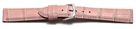 Schnellwechsel Uhrenarmband - echt Leder - Kroko Prägung - rosa - 14mm Gold