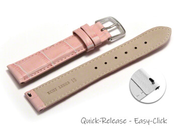 Schnellwechsel Uhrenarmband - echt Leder - Kroko Prägung - rosa - 20mm Stahl