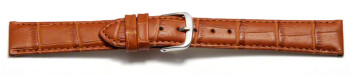Schnellwechsel Uhrenarmband - echt Leder - Kroko Prägung - hellbraun - 18mm Stahl