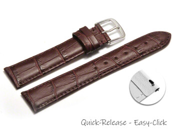 Schnellwechsel Uhrenarmband - echt Leder - Kroko Prägung - bordeaux - 12mm Stahl
