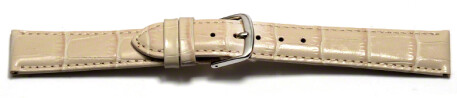 Schnellwechsel Uhrenarmband - echt Leder - Kroko Prägung - creme - 16mm Stahl