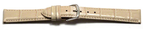 Schnellwechsel Uhrenarmband - echt Leder - Kroko Prägung - creme - 16mm Gold