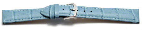 Schnellwechsel Uhrenarmband - echt Leder - Kroko Prägung - hellblau - 20mm Stahl