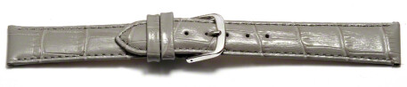 Schnellwechsel Uhrenarmband - echt Leder - Kroko Prägung - hellgrau - 12mm Stahl