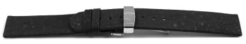 Veganes Uhrenarmband Kippfaltschließe aus Kork schwarz 14mm Stahl