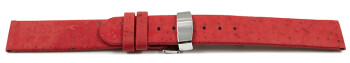Veganes Uhrenarmband Kippfaltschließe aus Kork rot 16mm Stahl
