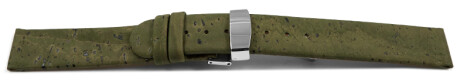 Veganes Uhrenarmband Kippfaltschließe aus Kork Avocado 22mm Stahl