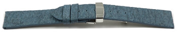 Veganes Uhrenarmband Kippfaltschließe aus Ananas blau 18mm Stahl