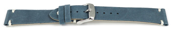 Uhrenarmband dunkelblau Leder Modell Fresh 18mm Schwarz