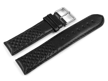 Uhrenarmband Leder schwarz Modell Mexico 24mm Schwarz