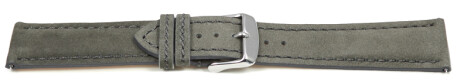 Uhrenarmband Leder pflanzlich gegerbt grau mit Schnellwechsel-Federsteg 18mm Schwarz
