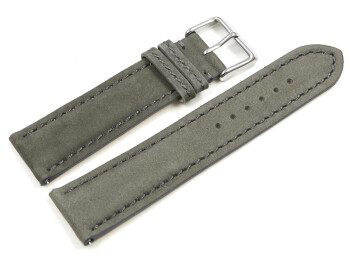 Uhrenarmband Leder pflanzlich gegerbt grau mit Schnellwechsel-Federsteg 18mm Schwarz