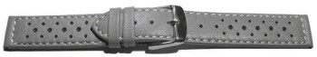 Uhrenarmband Leder Style grau 18mm Schwarz