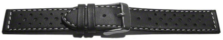 Uhrenarmband Leder Style schwarz 16mm Schwarz