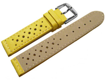 Uhrenarmband Leder Style gelb 18mm Schwarz