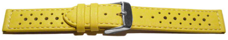 Uhrenarmband Leder Style gelb 22mm Schwarz