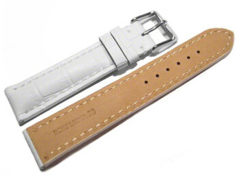Uhrenband Leder stark gepolstert Kroko weiß 18mm Schwarz