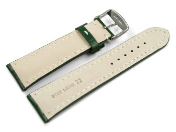 Uhrenband Leder stark gepolstert Kroko grün 20mm Schwarz