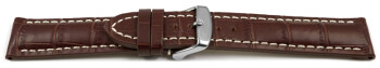 Uhrenband Leder stark gepolstert Kroko dunkelbraun 19mm Schwarz