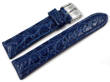Uhrenarmband Leder gepolstert African blau 20mm Schwarz