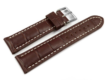 Uhrenband - XS - Leder - stark gepolstert - Kroko - dunkelbraun 18mm Schwarz