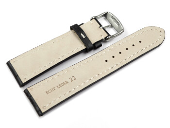 Uhrenband - XS - Leder - stark gepolstert - Kroko - schwarz 22mm Schwarz