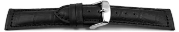 Uhrenband - Leder - gepolstert - Kroko - schwarz - XS 20mm Schwarz