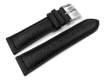 Uhrenband - Leder - gepolstert - Kroko - schwarz - XS 20mm Schwarz