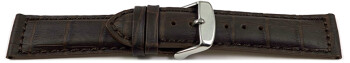 Uhrenband - Leder - gepolstert - Kroko - dunkelbraun - XS 20mm Schwarz