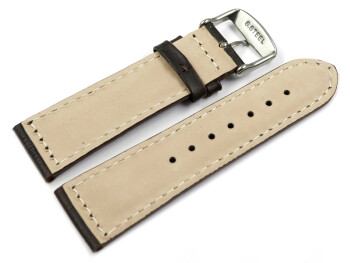 Uhrenband - Leder - gepolstert - Kroko - dunkelbraun - XS 24mm Schwarz