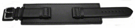 Uhrenarmband Leder Voll-Unterlage schwarz 24mm Schwarz