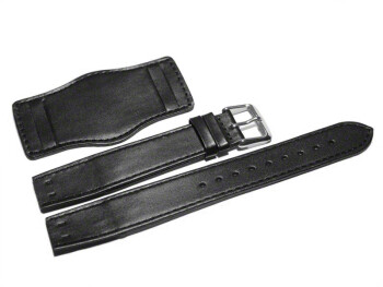 Uhrenband Leder mit Unterlage Bundeswehr (Bund) schwarz 18mm Schwarz