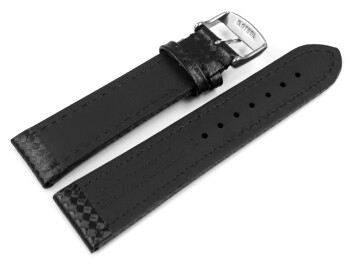 Uhrenarmband Leder Carbon Prägung schwarz TiT 22mm Schwarz