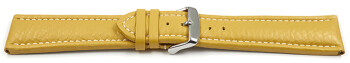 Uhrenband echtes Leder gepolstert genarbt gelb 24mm Schwarz