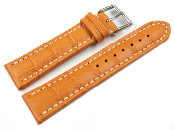 Uhrenarmband gepolstert Kroko Prägung Leder orange 24mm Schwarz