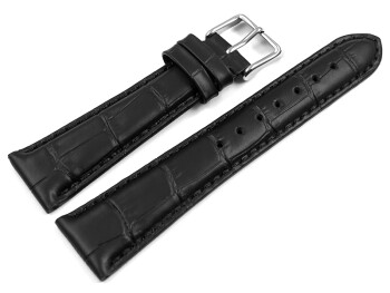 Uhrenarmband Leder Kroko Prägung schwarz 19mm Schwarz