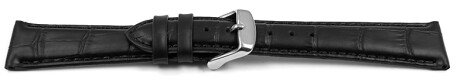 Uhrenarmband Leder Kroko Prägung schwarz 22mm Schwarz