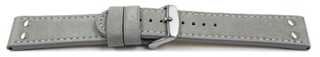 Uhrenarmband Wasserbüffel Leder grau  22mm Schwarz