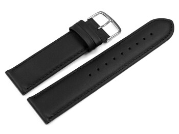 Uhrenarmband schwarz glattes Leder leicht gepolstert 24mm Schwarz