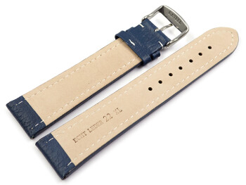 XL Uhrenband echtes Leder gepolstert genarbt blau 22mm Schwarz
