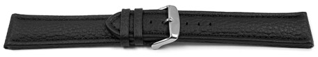 XL Uhrenband echtes Leder gepolstert genarbt schwarz TiT 24mm Schwarz