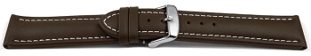 XL Uhrenarmband Leder Glatt dunkelbraun 22mm Schwarz