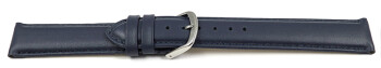Uhrenarmband glattes Leder dunkelblau 19mm Schwarz
