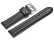 Uhrenarmband - echt Leder - doppelte Wulst - glatt - schwarz 20mm Schwarz