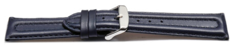 Uhrenarmband - echt Leder - doppelte Wulst - glatt - dunkelblau 18mm Schwarz